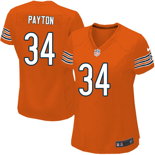 Women's Game Walter Payton Nike Jersey Orange Alternate - #34 NFL Chicago Bears